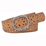 OtrosCinturonesBELTS W FLORAL PERF STRAP NATURAL